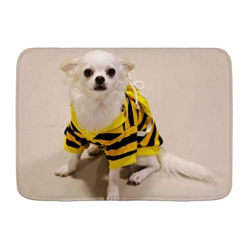 Minalo Tappetino da bagno antiscivolo, motivo chihuahua chiwawa, grazioso e alla moda, colore giallo, con animali domestici, animali selvatici, cane, decorazione personalizzata, 75 x 45 cm