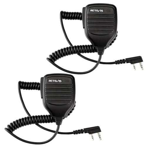 Retevis Microfono Altoparlante 2 Pin Walkie Talkie Altoparlante Compatibile con Baofeng UV-5R BF-88E BF-888S Ricetrasmettitore RT24 RT27 RT668 RT622 H777 Kenwood Sunreal (2 Pezzi)