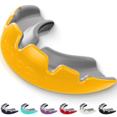 lobloo SLICK paradenti e paradenti per sport ad alto contatto come MMA hockey calcio rugby, doppia densità mouthguard a doppia densità, taglia unica per uomo donna bambini dai 10 ai 13 anni, Arancione