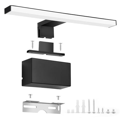 NBEASTKEY Lampada LED per specchio da bagno, 5W 30 cm 230 V Lampada da parete moderna per bagno e soggiorno, 4000 K Luce neutra Make-Up Light Lampada per specchio, IP 44 Impermeabile Nero(1219-30)