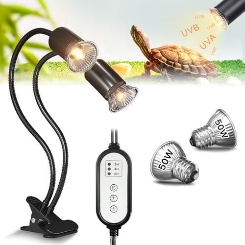 GlowUp Lampada per Tartarughe di Terra, Lampada per Tartarughe d'acqua, 360° Adatto, Include 2 * E27, Lampada Tartarughe per Tartaruga, Serpente, Lucertola, Cacatua, Camaleonte