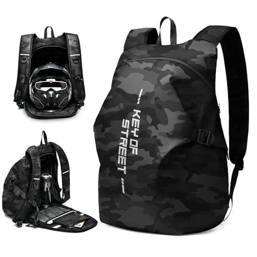 WEPLAN Zaino per Casco Uomo Donna Zaino Moto Zaino da Moto con Portacasco Zaino da Moto Impermeabile Cinturino per Casco da Moto Borsa Porta Casco Moto,Nero L