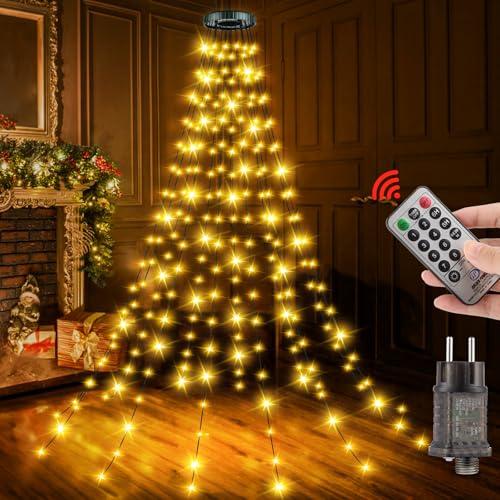 Luci per Albero di Natale - 2M x 12 fili 240LEDs Catena Luminosa dell'albero di Natalizie Impermeabile Stringa Luce da Natalizia Decorazioni con 8 Modalità & 3 Timer Funzione per Interno e Esterno