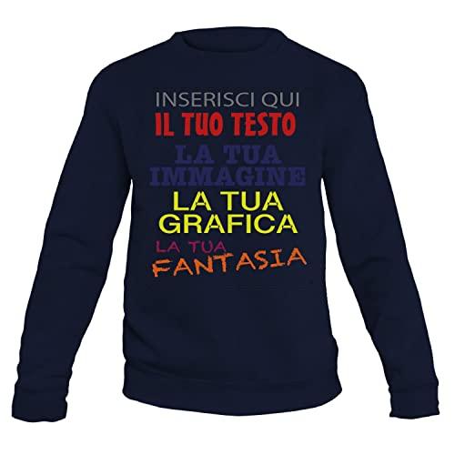 Felpa personalizzata - felpa personalizzabile girocollo uomodonna cotone tinta unita - con testo - foto e grafiche personalizzate