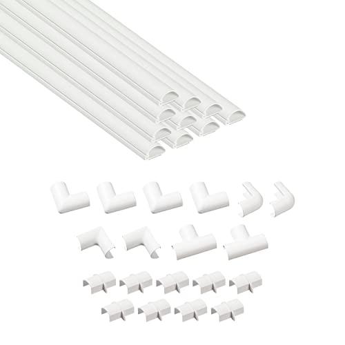 D-Line Nascondi Cavi, Canaline Elettrich, Canaline Per Impianti Elettrici, Canalina Passacavi TV, Canalina Coprifili - 10 x 40cm Lunghezza Per Pacco - 20x10mm - Bianco