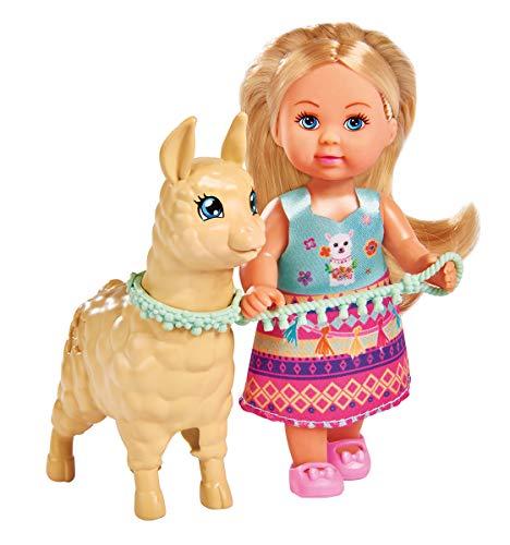 Simba 105733497 - Bambola Evi Love in dolce vestito con alpaca e guinzaglio, 12 cm, per bambini dai 3 anni in su