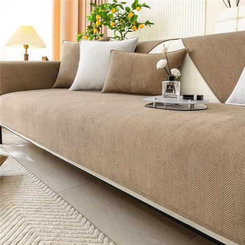BKDWSK Copridivano Antigraffio Gatto Cani, Striped Chenille Anti-Scratch Couch Cover,Funnyfuzzy Sectional Sofa Cover,Washable Anti-Slip Dog Sofa Cover Herringbone Sofa Slipcover,110x240cm