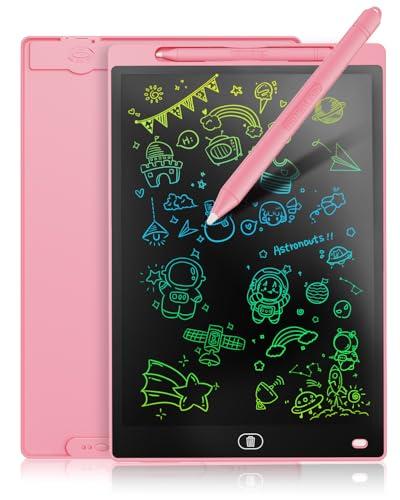 Genialba Tavoletta Grafica LCD Scrittura Colorato 10 Pollici, Lavagna da Disegno Cancellabile Portatile, Regalo Bambini, Tavoletta Grafica per Giochi Bambini 2 3 4 5 6 7 Anni Ragazze (Rossa)