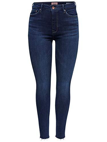 ONLY Onlpaola HW Skinny Fit Jeans, Dark Blue Denim, L / 32L Donna