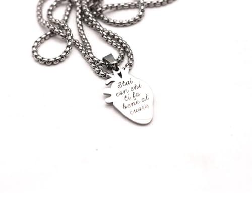 Collana in Acciaio con Ciondolo Cuore Anatomico Personalizzabile: Porta il Tuo Messaggio nel Tuo Cuore - Collana con cuore anatomico da incidere (Argento)