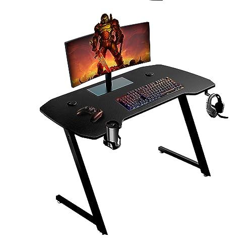 Baroni Home Scrivania Gaming per Computer Ergonomica con Supporto e Gancio Cuffie e Porta Bicchiere, Tavolo da Gioco in MDF e Acciaio, 120x60 cm