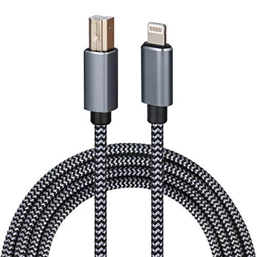 WORLDBOYU Cavo da Lightning a MIDI, cavo USB OTG tipo B, per alcuni modelli di iPhone, iPad per controller MIDI, strumento musicale elettronico, tastiera Midi, interfaccia audio di registrazione (1,8