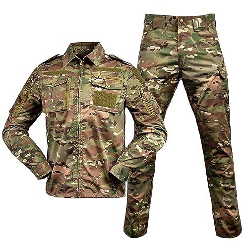 Duohropke Tuta mimetica Airsoft da uomo - Uniformi tattiche - T-shirt e pantaloni - Abbigliamento militare - Abbigliamento da caccia per gioco di guerra, paintball, caccia, tiro, marrone, M