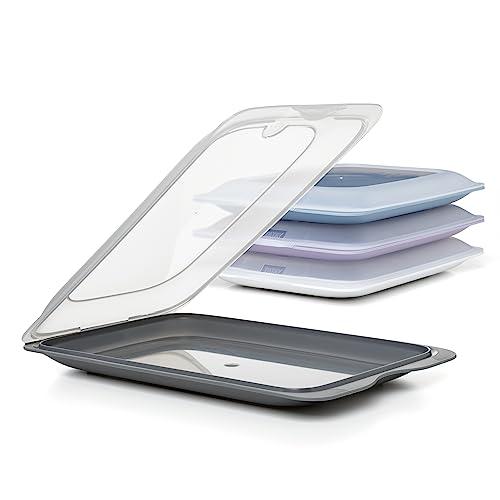 TATAY Porta Affettati per Frigorifero Fresh | Set di 4 Standard | Contenitori per Alimenti, Impilabili | Adatti a Microonde, Congelatore e Lavastoviglie | Senza BPA, 17x3,2x25,2cm, Colori Pastello