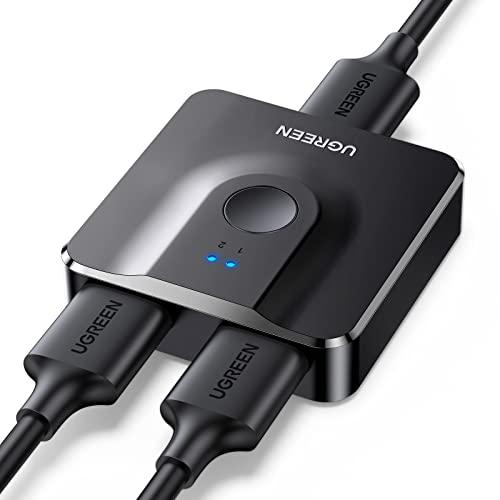 UGREEN HDMI Switch 4K 60Hz Sdoppiatore Bidirezionale 2 Ingressi 1 Uscita o 1 In 2 Out Splitter Compatibile con PS5 PS4 TV Box TV Stick Xbox One Blu Ray, PC, Proiettore (Nero)