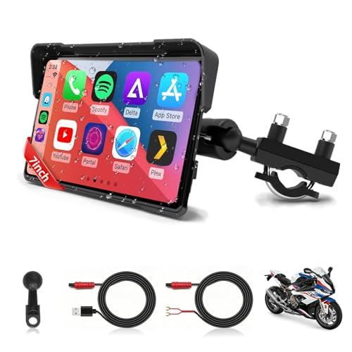Jansite Carplay Moto da 7 Pollici con 2 Metodi di Alimentazione, Navigatore Moto Andrpid Auto con Display per Impermeabile IPS 2.5D, Doppio Bluetooth Siri/Assistente Google