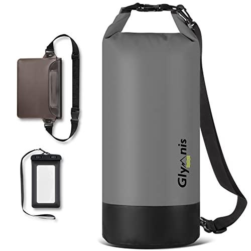 Glymnis Borsa Impermeabile 5L 10L 20L Dry Bag Sacco Impermeabile con Tracolla Regolabile, Include Custodia Impermeabile per Cellulare, Ideale per Barca, Pesca, Rafting, Nuoto