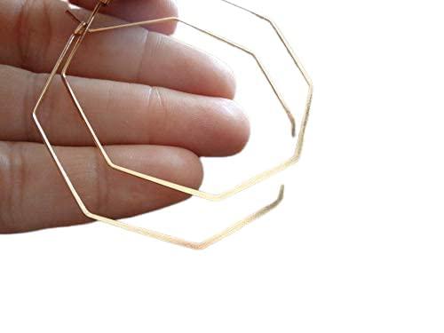 ✿ POLIGONE ESAGONALE INFERIORE PIATTO MOLTO DELICATO ORO CREOLE IN ACCIAIO INOX ✿ orecchini così belli e delicati