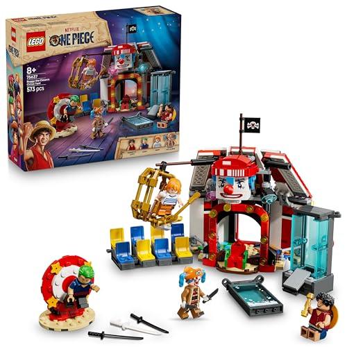LEGO ONE PIECE La Tenda del Circo di Bagy il Clown - Giocattolo Interattivo con 4 Minifigure tra cui Luffy, Nami e Zoro, e 2 Poster Ricercato - Regalo per Bambini, Bambine e Fan da 8 Anni - 75637