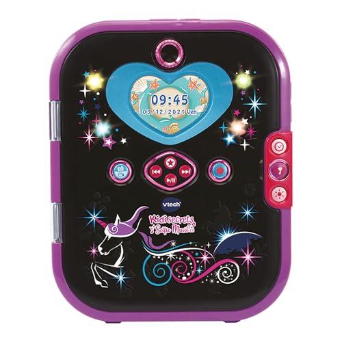 VTech KidiSecrets Selfie Music 2.0 Black Version, Diario Segreto Interattivo per Bambini con Doppia Fotocamera e MP3, Diario Elettronico con Tastiera, Lingua Italiana, Batterie Incluse, 6+ Anni