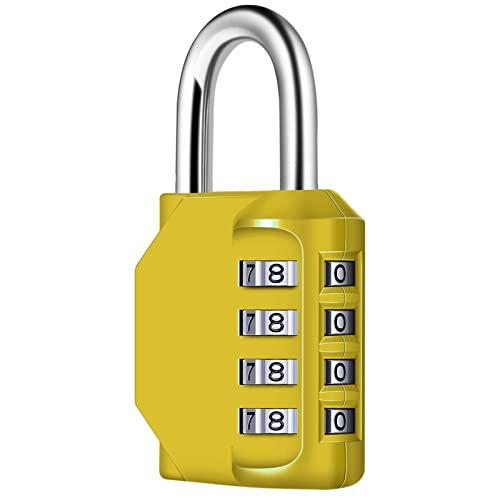 Lucchetto Combinazione, [1 Pezzi] Diyife Lucchetto Armadietto Impermeabile, Esterno Serrature con Combinazione 4 Cifre per Zaini, Armadietto, Scuola, Palestra, Cassetta Degli Attrezzi(Giallo)