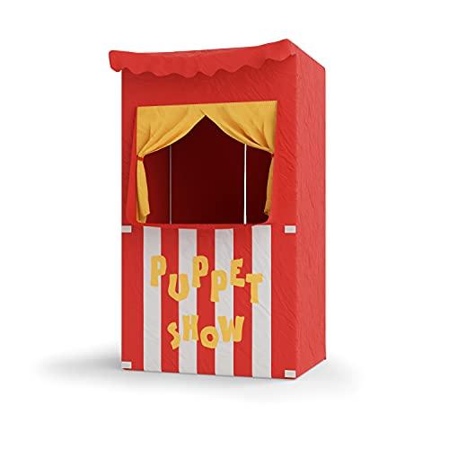 Bomodoro - Teatro dei burattini per Bambini 120 x 70 x 50 cm, Colore Rosso Convertibile in Piccolo Negozio
