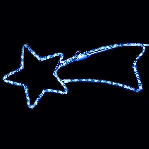 BAKAJI Stella Cometa Luminosa 65 cm in Tubo Luminoso a LED Blu Effetto Flashing Luce Blu Esterno Interno Decorazioni Natalizie