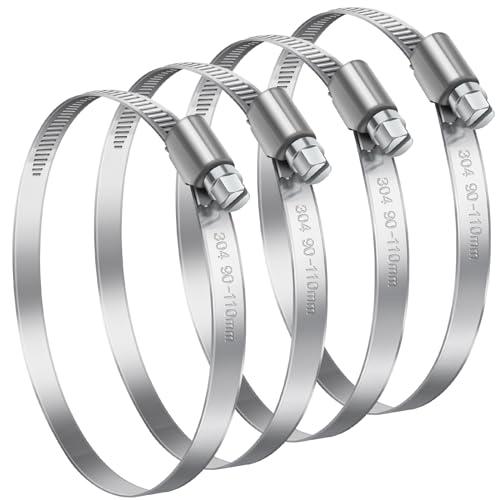 Bolatus Fascette stringitubo 70 – 90 mm, 4 pezzi infiniti in acciaio inox 304 regolabili, fascette stringitubo, fascette stringitubo antiruggine, per tubo della benzina, gasdotto, tubo dell'acqua