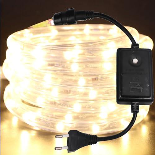 HEGEHE - 220V Striscia LED da esterno [4m, Bianco caldo], IP67 Impermeabile Flessibile, 36 LEDs/m Tubo LED da interno, Illuminazione a 360°, Decorazione per casa e negozio