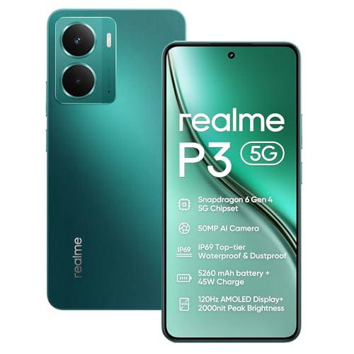 realme P3 5G Smartphone 12+512GB,Chipset Snapdragon 6 Gen 4,Batteria 5000mAh,Fotocamera AI 50MP,Display AMOLED Esports 120Hz,NFC,Dual Sim,IP69,Verde