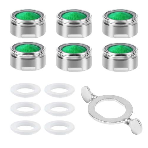 Vinabo 6 Pezzi Rompigetto Rubinetto Cucina Bagno,Filtri Rubinetti Lavandino Universale,Filtri Rubinetto,Aereatori Rubinetti M24 in Ottone Placcato in Cromo in Plastica ABS + 1pz Chiave