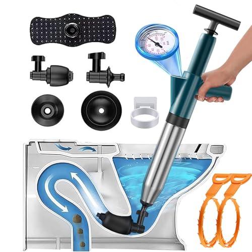 NiC IS COCNG Stura WC, Pompa stura scarichi a Pressione, sturalavandino ad Aria compressa, stura lavandini e scarichi Professionale, 3 Diverse Ventose e la Pulizia del lavandino