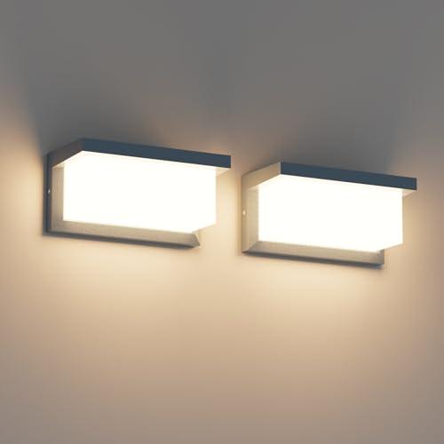 Klighten 2 pezzi LED luce da parete esterna, 24W, 3000K, impermeabile IP65 interno/esterno luce da parete, adatto per la casa, giardino, patio, ecc, Antracite