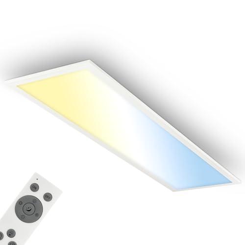BRILONER - Pannello LED con telecomando, dimmerabile, CCT, IP44 resistente agli spruzzi, pannello soffitto, pannelli LED, pannelli soffitto, pannelli luminosi, luce panello, 100x25x6 cm, bianco