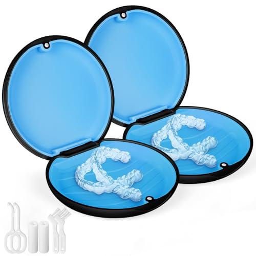 flintronic 2PCS Porta Apparecchio Denti, Contenitore per Protesi Dentarie, Resistente e Facile da Pulire, per Aligner(Nero)