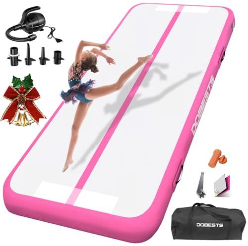 DOBESTS Airtrack Tumbling Matte, tappetino da ginnastica con pompa ad aria, 2/3/4/5/6m tappetino da allenamento con borsa per il trasporto (rosa, 200x100x10 cm)