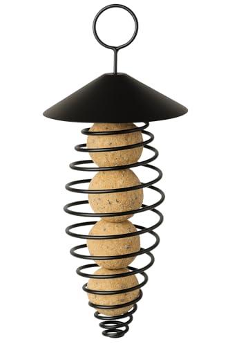 Flamingo Mangiatoia per Uccelli – Porta-Palline di Grasso – Lovis Nero – 18 cm – Metallo Resistente alle intemperie – Struttura a Spirale – Gancio in Metallo