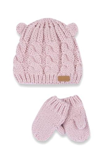Chicco Set Cappellino E Guanti In Tricot Di Cotone, Invernale, Design In Italy, Unisex - Bimbi 0-24, Rosa, 1-3 mesi