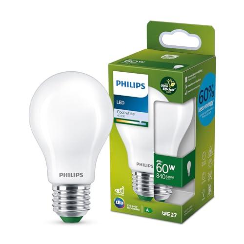 Philips LED Lampadina Goccia Vetro Smerigliato 60W E27, Luce Bianca Fredda