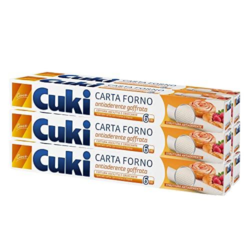 Cuki Carta Forno Antiaderente Goffrata, Cottura Asciutta e Croccante, h 33 cm, 6 Confezioni da 6 metri