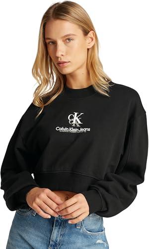 Calvin Klein Donna Felpa Shadow Graphic Crewneck Cropped, Nero (CK Black), XXL