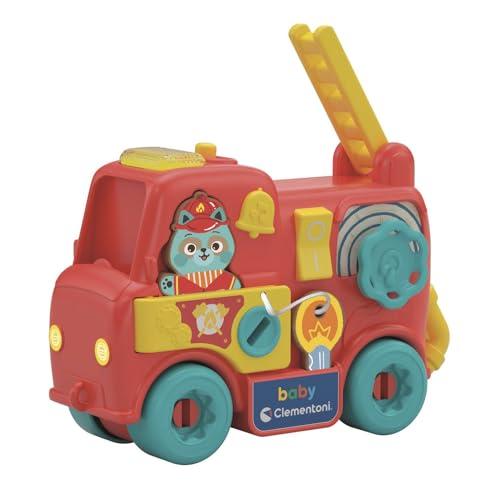 Baby Clementoni Montessori - Camion dei Pompieri, per Bambini 18+ Mesi, Un Divertente Camion dei Pompieri Elettronico e Interattivo, con Suoni, Luci e Dettagli in Legno, Made in Italy, 17551
