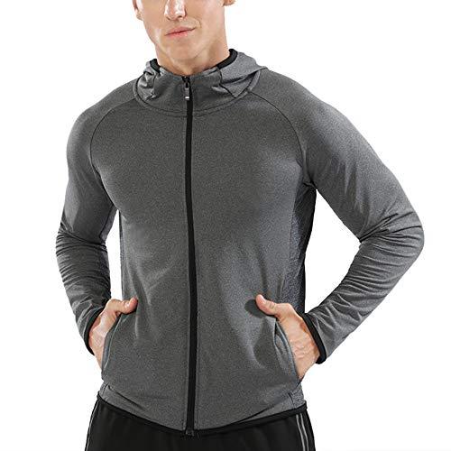 Muscle Alive Uomo Cerniera in Esecuzione Felpe con Cappuccio Sport Giacche Fitness Palestra Camicia Gli Sport Superiore Grigio M