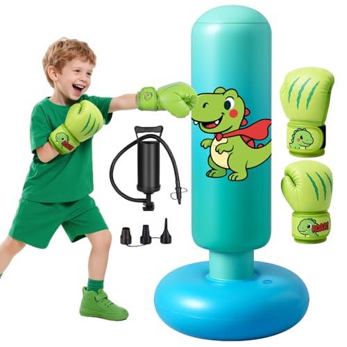 Sacco da Boxe per Bambini, 120cm Sacco da Boxe da Terra con Guantoni per Bambino da 3 a 8 Anni per Karate e Taekwondo, Regalo per Bambini