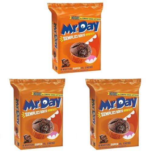 Mr.Day - Muffin Super al Cacao con Ripieno al Cioccolato, Merendina Senza Lattosio e Senza Olio di Palma, Ideali per Colazione, Snack o Merenda, Confezione da 6 Merendine, 300 gr