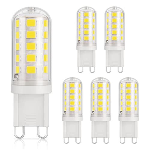 DiCUNO G9 3W LED Lampadina, 430LM, Equivalente 40W alogeno, 6000K/3000K, 220-240V, CRI> 85, NON dimmerabile, Risparmio energetico, Base in ceramica, Base standard G9, 6 Pezzi