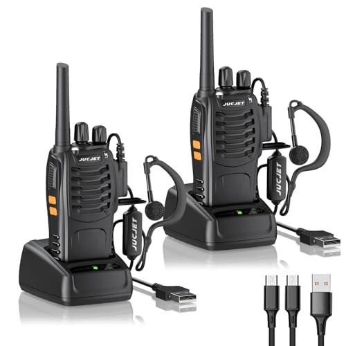Walkie Talkies 88E, PMR446 Radio bidirezionale senza licenza, PMR 446MHz Frequenza Civile Ricetrasmittente 16 canali, Portatile Walkie-Talkie Professionali con Auricolare (Black-2)