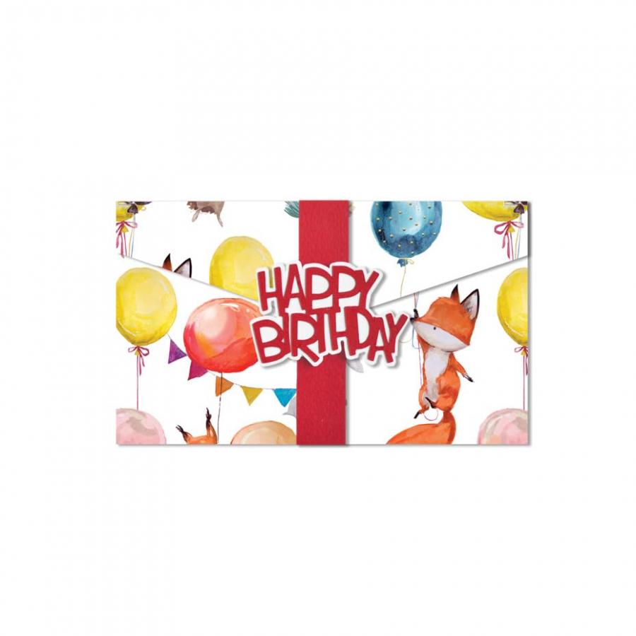 Porta soldi - pocketfold - compleanno - palloncini - auguri - (busta formato 10 x 18 cm) + biglietto senza scritte all'interno - ideale per contenere banconote - realizzato interamente a mano.