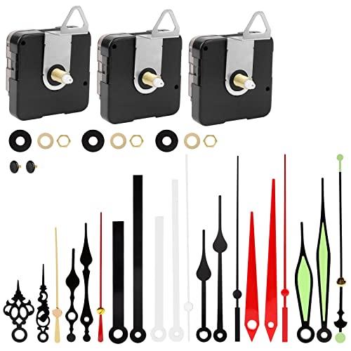 3 Pezzi Movimento Silenzioso Al Quarzo, Movimento Meccanismo Orologio da Parete, con 7 Set Lancette Orologio, per Parti Riparazione Dell'Orologio Parete Sostituzione (18 mm)