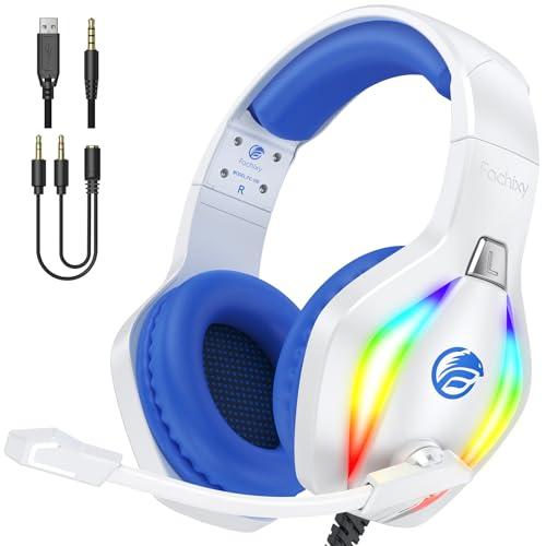 Fachixy FC100 Cuffie Gaming per PS4, PS5, PC, Xbox, Nintendo Switch, con Luce RGB, con Microfono, Audio Stereo, con Cancellazione Del Rumore con filo